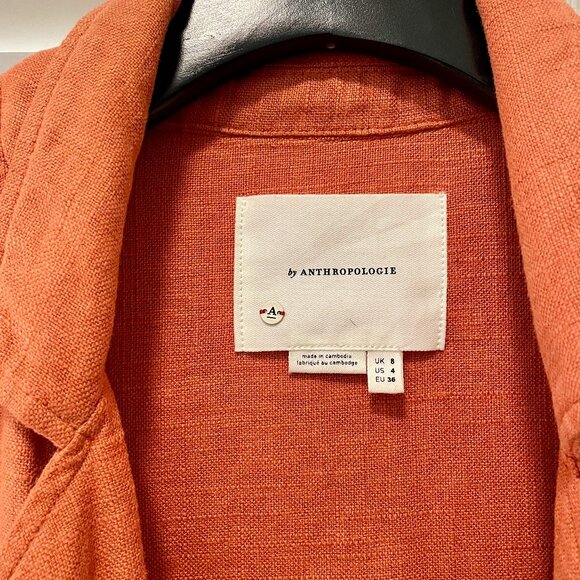 by Anthropologie Terra Cotta Washed Linen Blazer - Picture 3 of 3